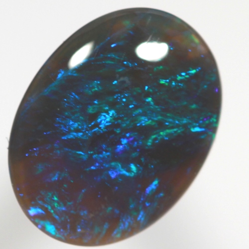 SOLID BLACK CRYSTAL OPAL Bright peacock blue and emerald green